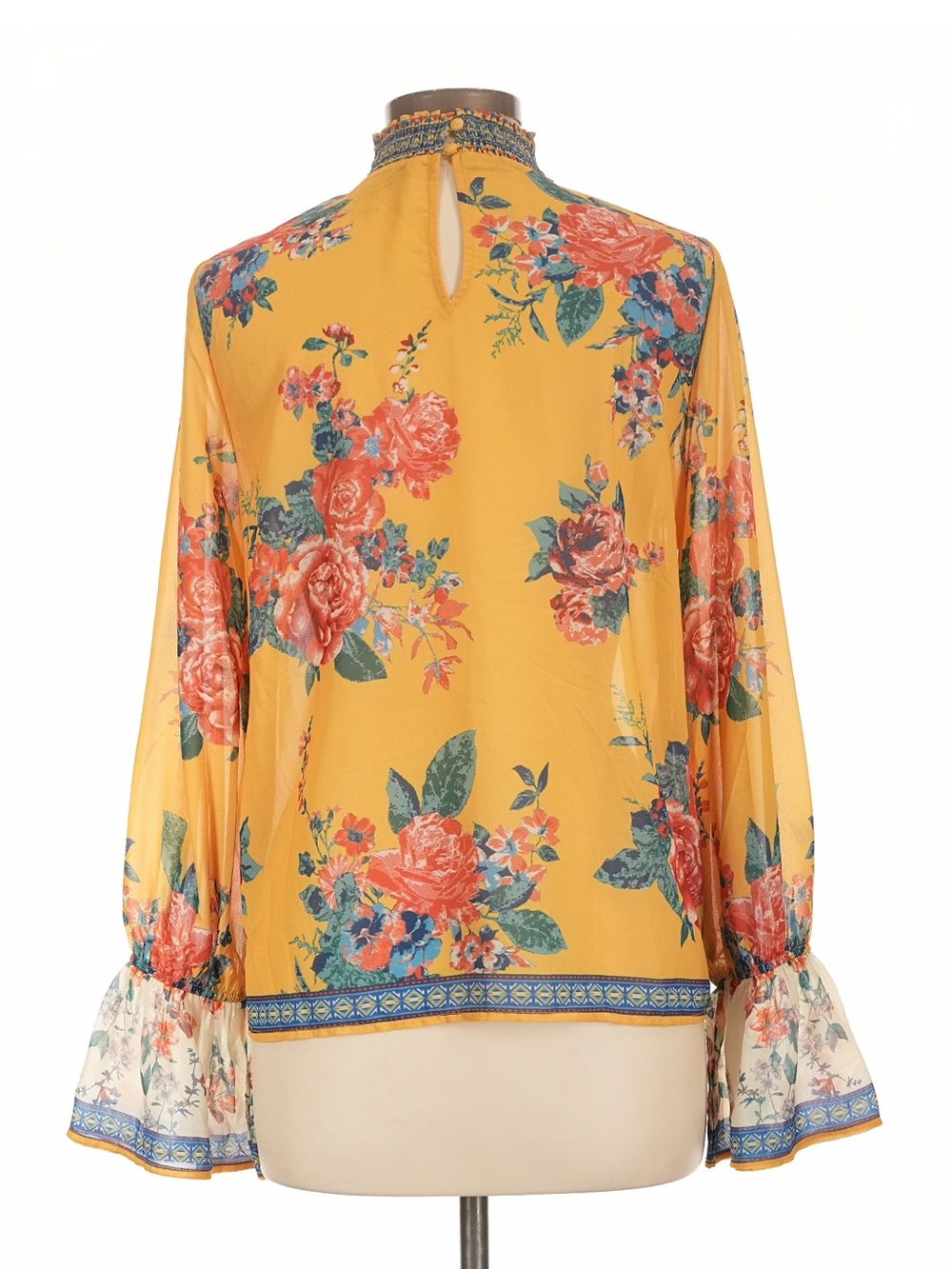 Flying Tomato Floral High-Neck Yellow Blouse - Picture 2 of 7